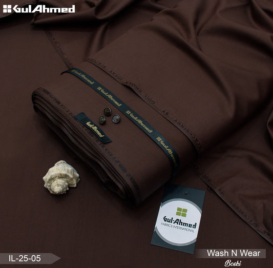 Gul Ahmed Wash n Wear - Seal Brown -  IC-05